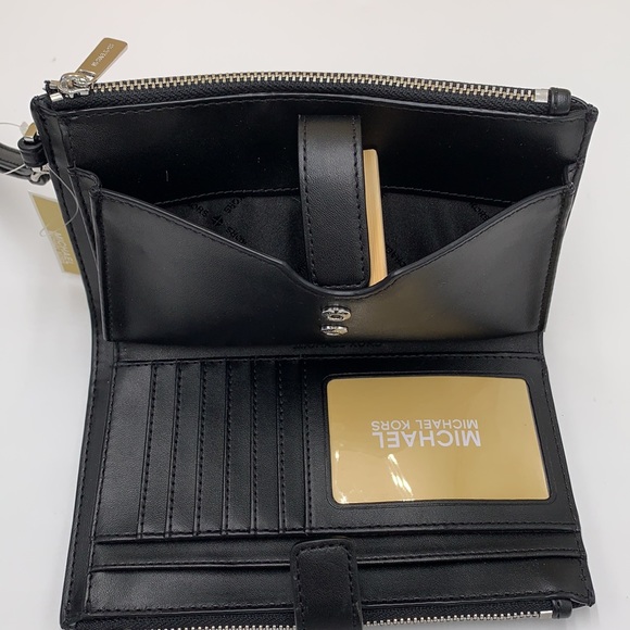 MICHAEL KORS LARGE X CHAIN SHOULDER TOTE & LARGE DOUBLE ZIP WALLET BLACK SIGNATR - Picture 14 of 16